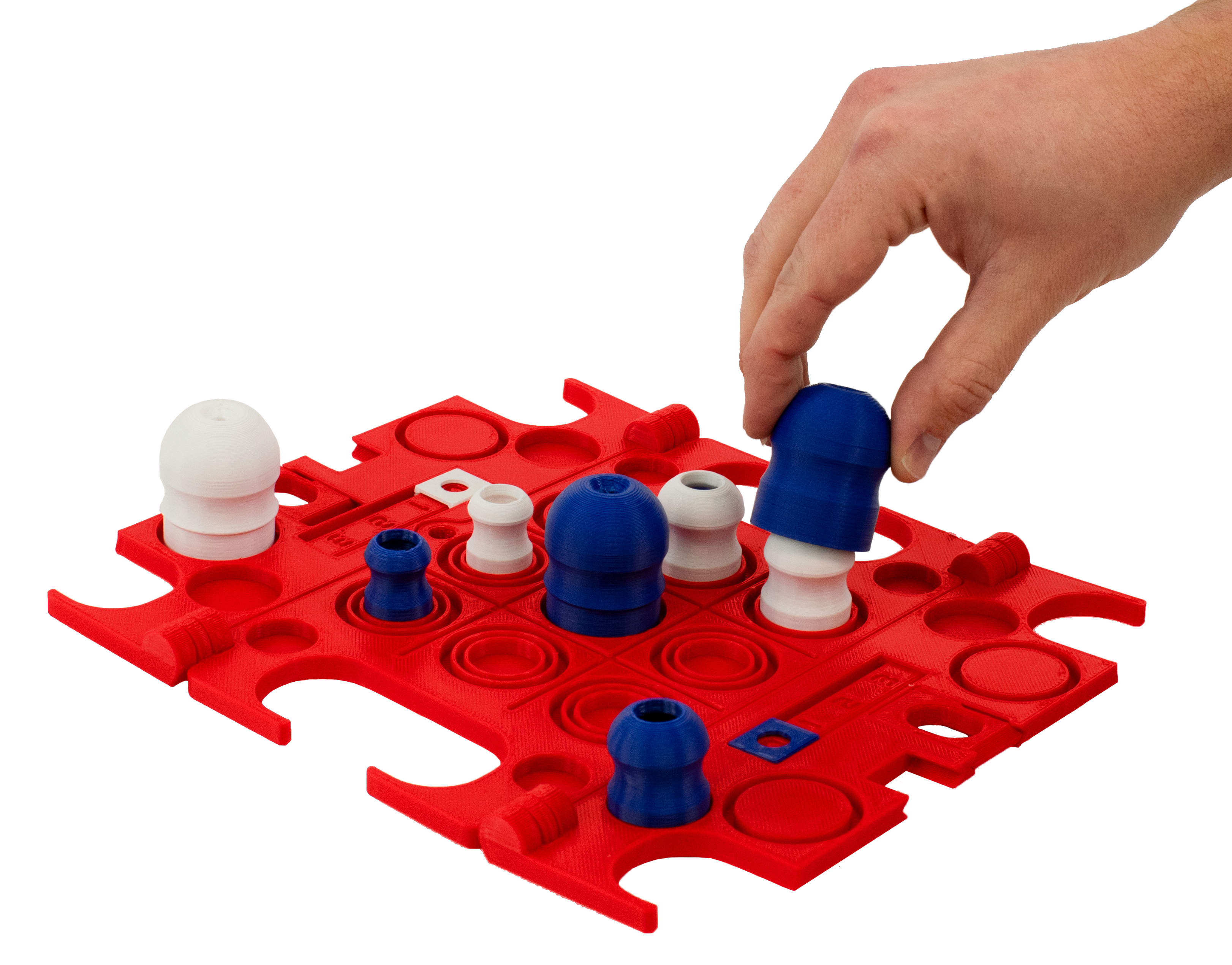 Tic STACK Toe Board with pieces stacked